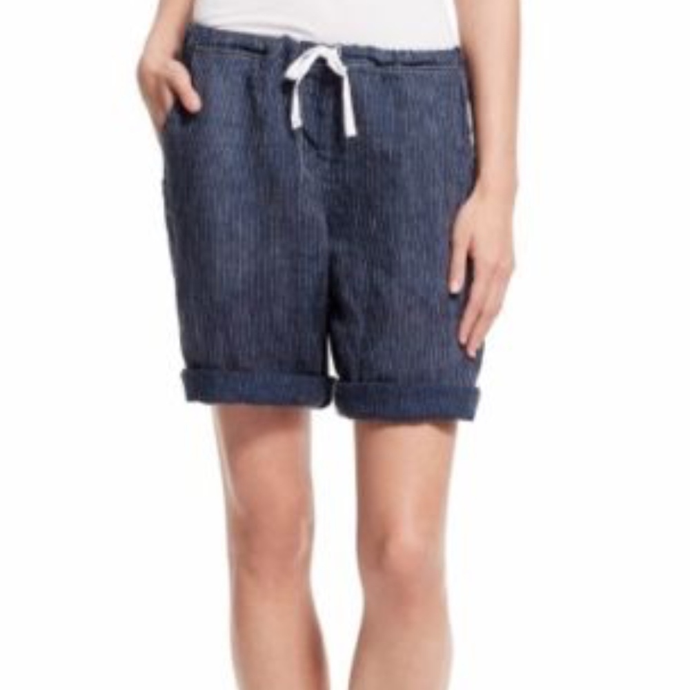 Calypso St. Barth Bermuda Linen Shorts Navy Stripe New with tags size XS